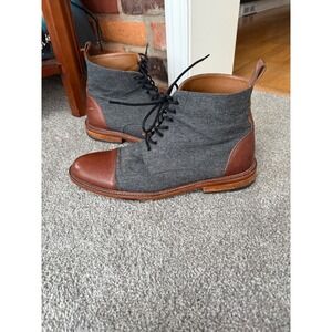 Taft The Jack Boot Mens Size 44 (US 11) Gray Wool Brown Leather Cap Toe Spain